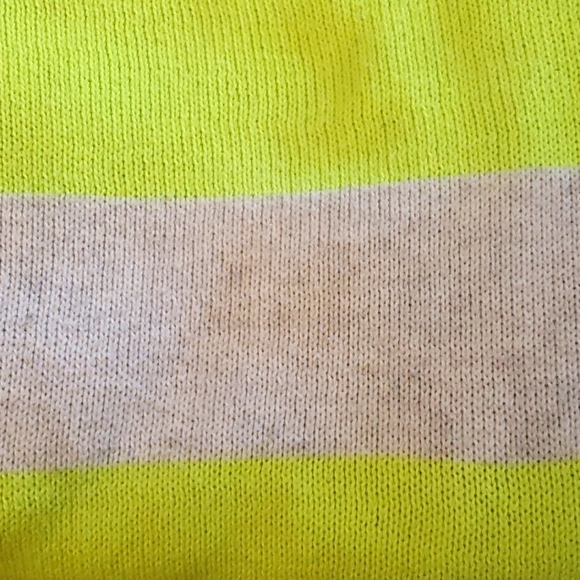 GAP Neon Yellow and Light Gray Striped High Low Sweater Size M - Picture 4 of 5